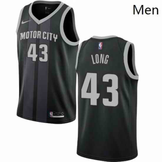 Mens Nike Detroit Pistons 43 Grant Long Swingman Black NBA Jersey City Edition
